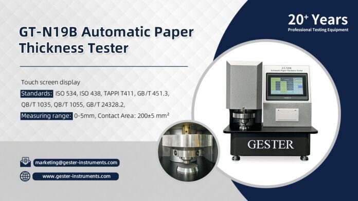 “Touch Screen Automatic Paper Thickness Tester GT-N19B – Thiết bị không thể thiếu cho ngành công nghiệp đo lường và thử nghiệm”