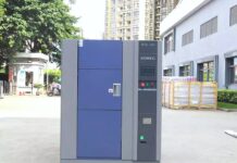 “3-Zone High and Low Temperature Thermal Shock Chamber Testing Machine: Phương tiện kiểm tra nhiệt độ sốc hai vùng hành trình cho nhà máy và phòng thí nghiệm”